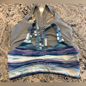 Lot of 2 Handful XL sports bra top Striped and Solid grey Sports Bras